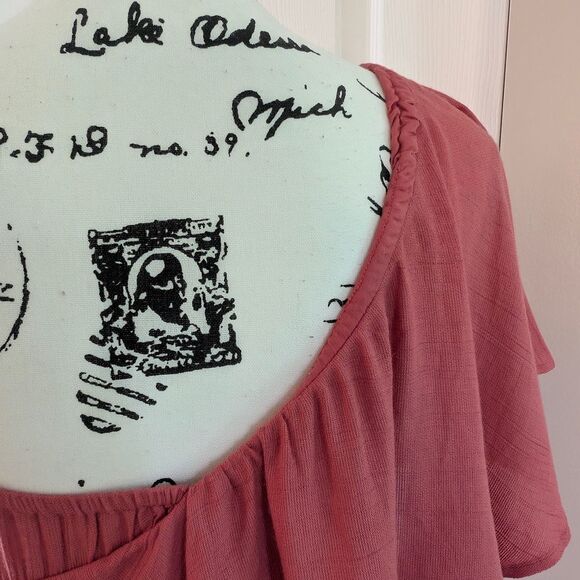 Billabong Pink One Shoulder Flutter Sleeve Dress - Picture 8 of 10